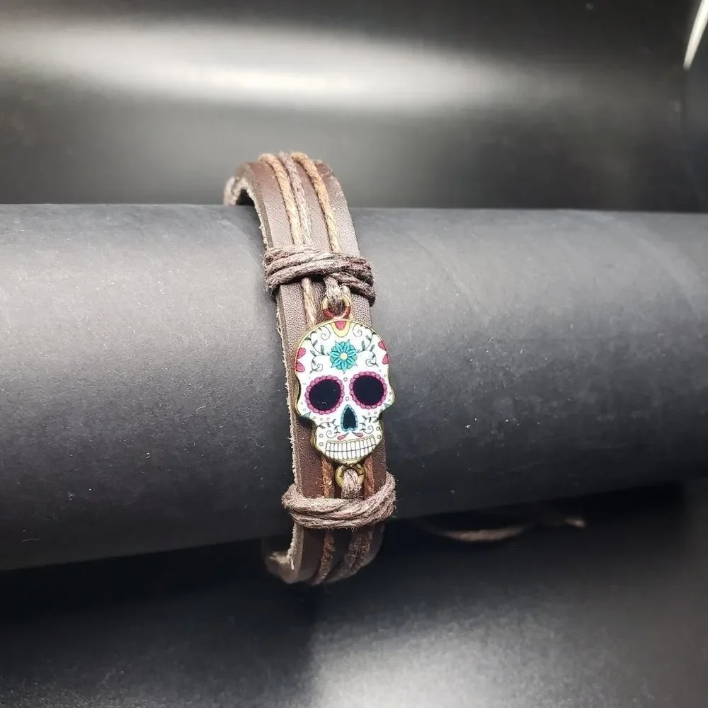 Dia De Los Muertos sugar skull adjustable bracelet